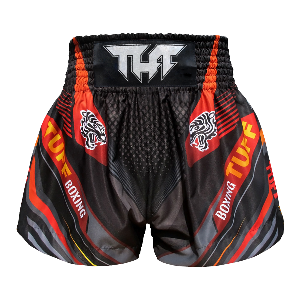 TUFF - Black Double Tiger Thai Boxing Shorts - TUFF Sport